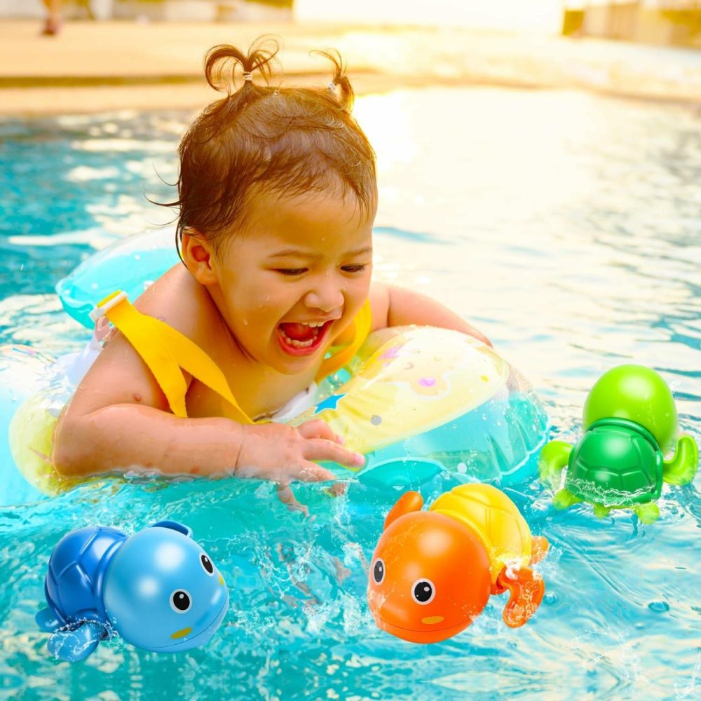 Bath Toys  Cute Swimming Turtle Baby Bath Toys For Toddler 1-3  Water Pool Floating Wind Up Toys For 1 Year Old Boy Girl Gifts  Infant Toddlers Kids Bathtub Toys  3 Pack  |  Bath Toys All Toys Bath Toys