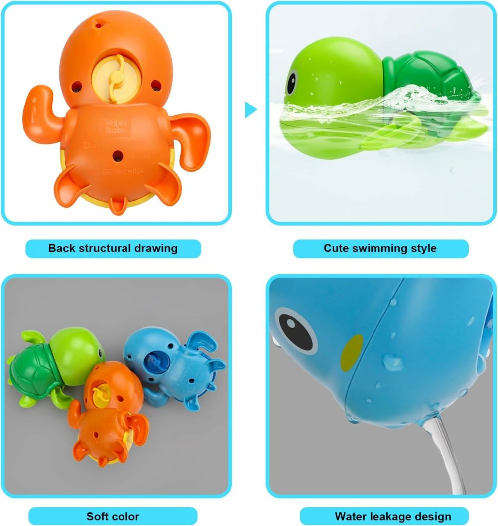 Bath Toys  Cute Swimming Turtle Baby Bath Toys For Toddler 1-3  Water Pool Floating Wind Up Toys For 1 Year Old Boy Girl Gifts  Infant Toddlers Kids Bathtub Toys  3 Pack  |  Bath Toys All Toys Bath Toys