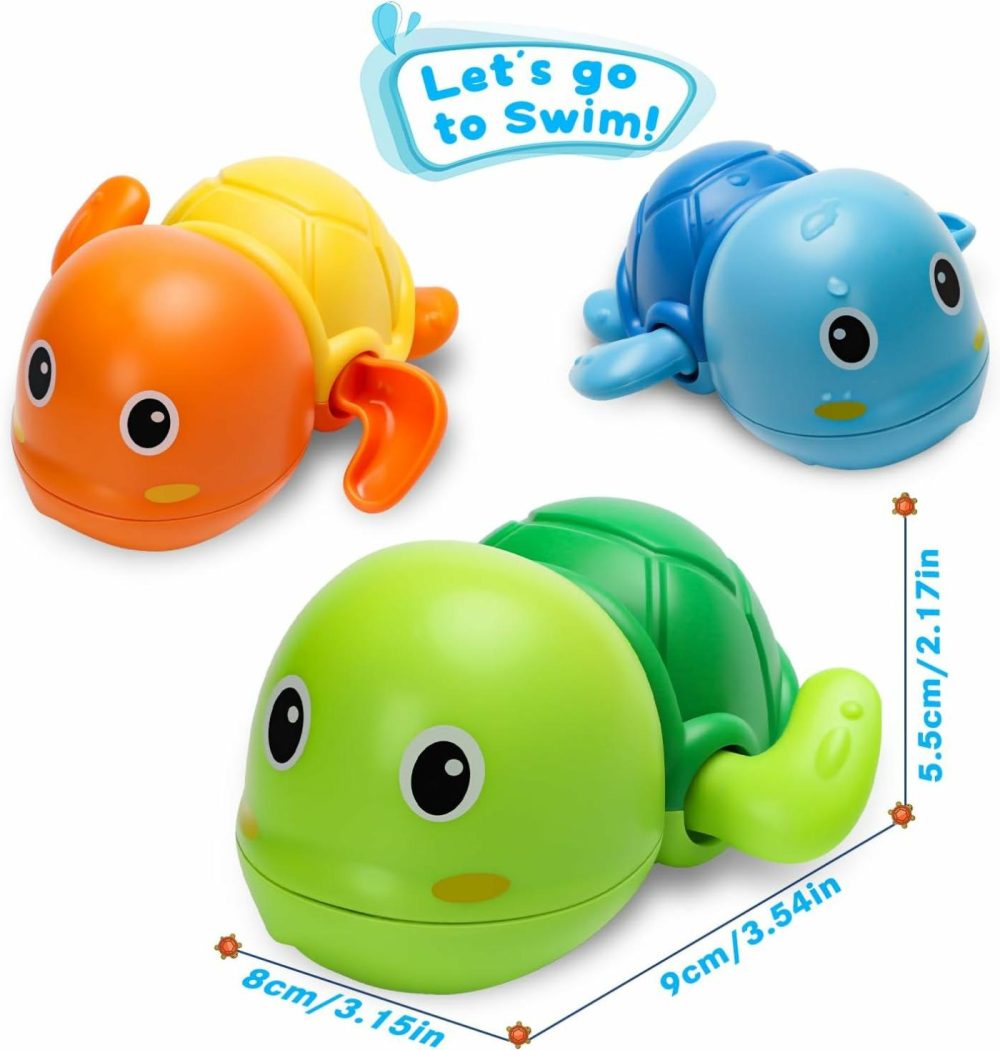 Bath Toys  Cute Swimming Turtle Baby Bath Toys For Toddler 1-3  Water Pool Floating Wind Up Toys For 1 Year Old Boy Girl Gifts  Infant Toddlers Kids Bathtub Toys  3 Pack  |  Bath Toys All Toys Bath Toys