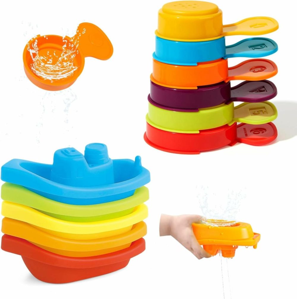 Bath Toys Floating Boats With Bathing Spoon  11 Pack Water Table Bathtub Bath Toy  Water Toys For Toddlers 1-3  Baby Pool Toys  Stackable Toys For Learning  |  Bath Toys All Toys Bath Toys