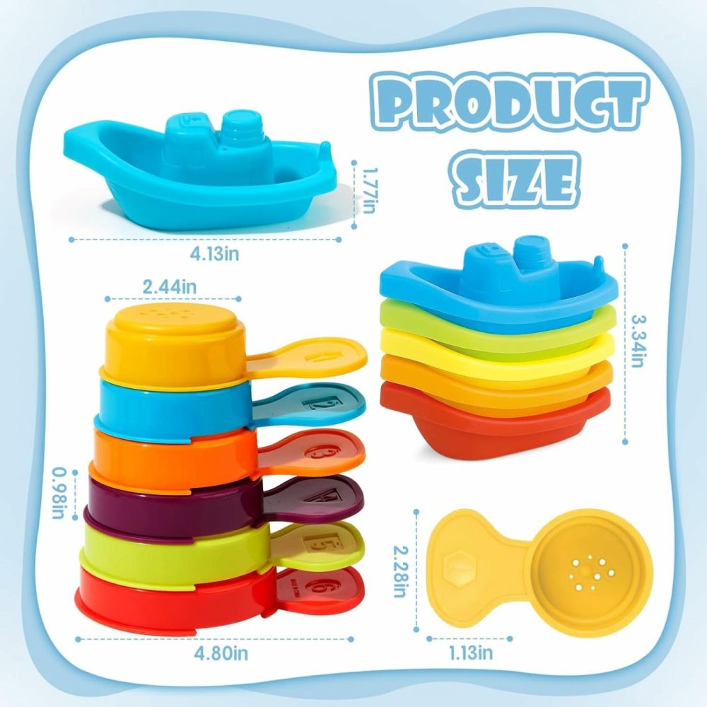 Bath Toys Floating Boats With Bathing Spoon  11 Pack Water Table Bathtub Bath Toy  Water Toys For Toddlers 1-3  Baby Pool Toys  Stackable Toys For Learning  |  Bath Toys All Toys Bath Toys