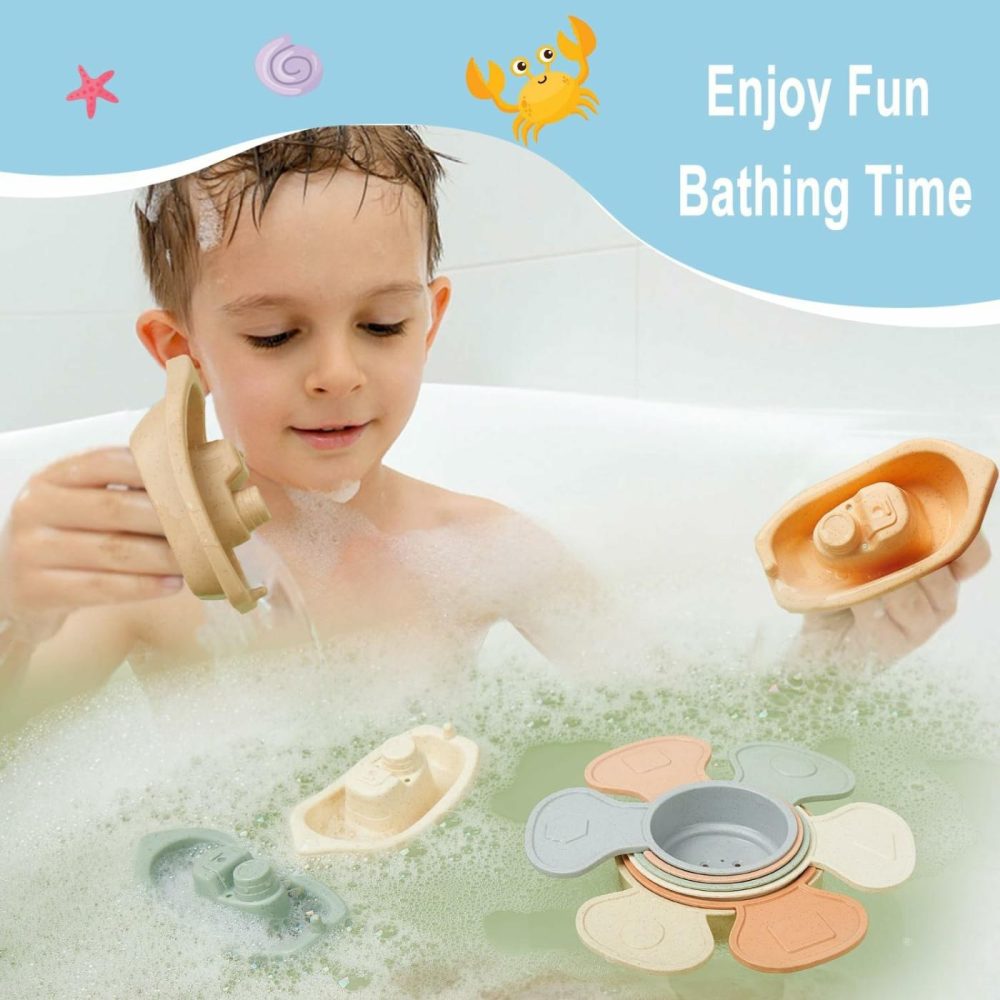 Bath Toys Floating Boats With Bathing Spoon  11 Pcs Water Table Toys For Toddlers 1-3/Infants 6-12-18 Months  Baby Bathtub Toys Shower Toys  |  Bath Toys All Toys Bath Toys