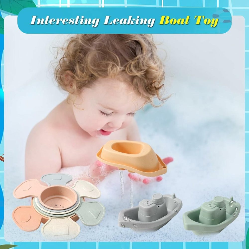 Bath Toys – Floating Boats With Bathing Spoon,Mold Free Baby Bath Toys For Kids Age 1-3,Pool Toys Toddler Age 1-3,Bath Tub Toys For Baby,Bath Toys For Babies 6-12 Months,Water Table Toys For Toddlers  |  Bath Toys All Toys Bath Toys