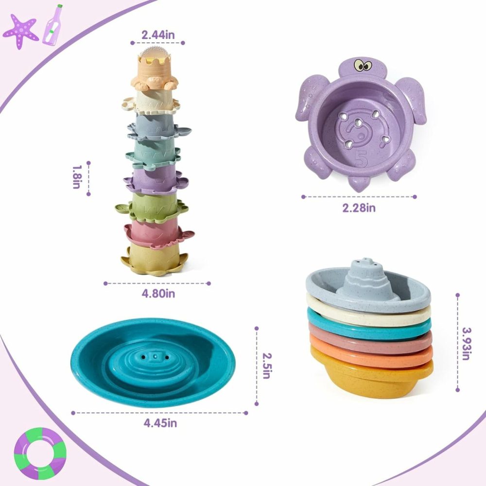 Bath Toys Floating Boats With Stacking Cups  14-Piece Water Table Toys For Toddlers 1-3/Infants 6-12-18 Months Bathtub Toys  Baby Pool Toys  Shower Toys  Beach Toys Baby Girl Boy Present  |  Bath Toys All Toys Bath Toys