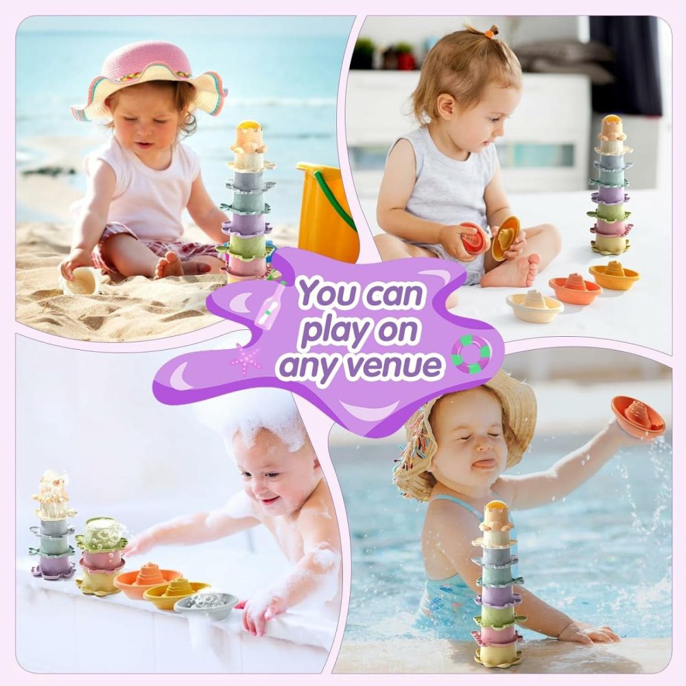 Bath Toys Floating Boats With Stacking Cups  14-Piece Water Table Toys For Toddlers 1-3/Infants 6-12-18 Months Bathtub Toys  Baby Pool Toys  Shower Toys  Beach Toys Baby Girl Boy Present  |  Bath Toys All Toys Bath Toys