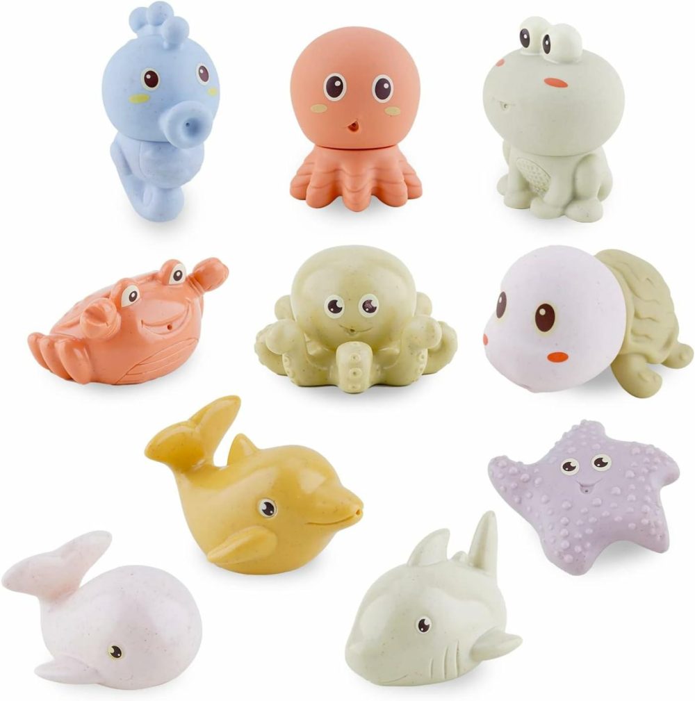 Bath Toys For Babies 6-12 Months – 10Pcs Bath Squirt Toys Silicone Ocean Animals Bathtub Float Toy For Water Play Kids Preschool Education Toy Learning Skills For Bathroom  |  Bath Toys All Toys Bath Toys