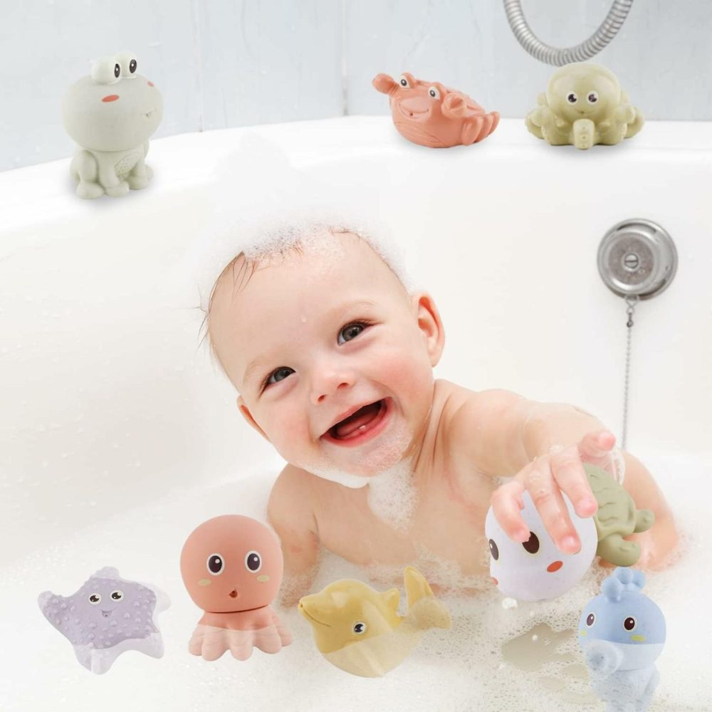 Bath Toys For Babies 6-12 Months – 10Pcs Bath Squirt Toys Silicone Ocean Animals Bathtub Float Toy For Water Play Kids Preschool Education Toy Learning Skills For Bathroom  |  Bath Toys All Toys Bath Toys