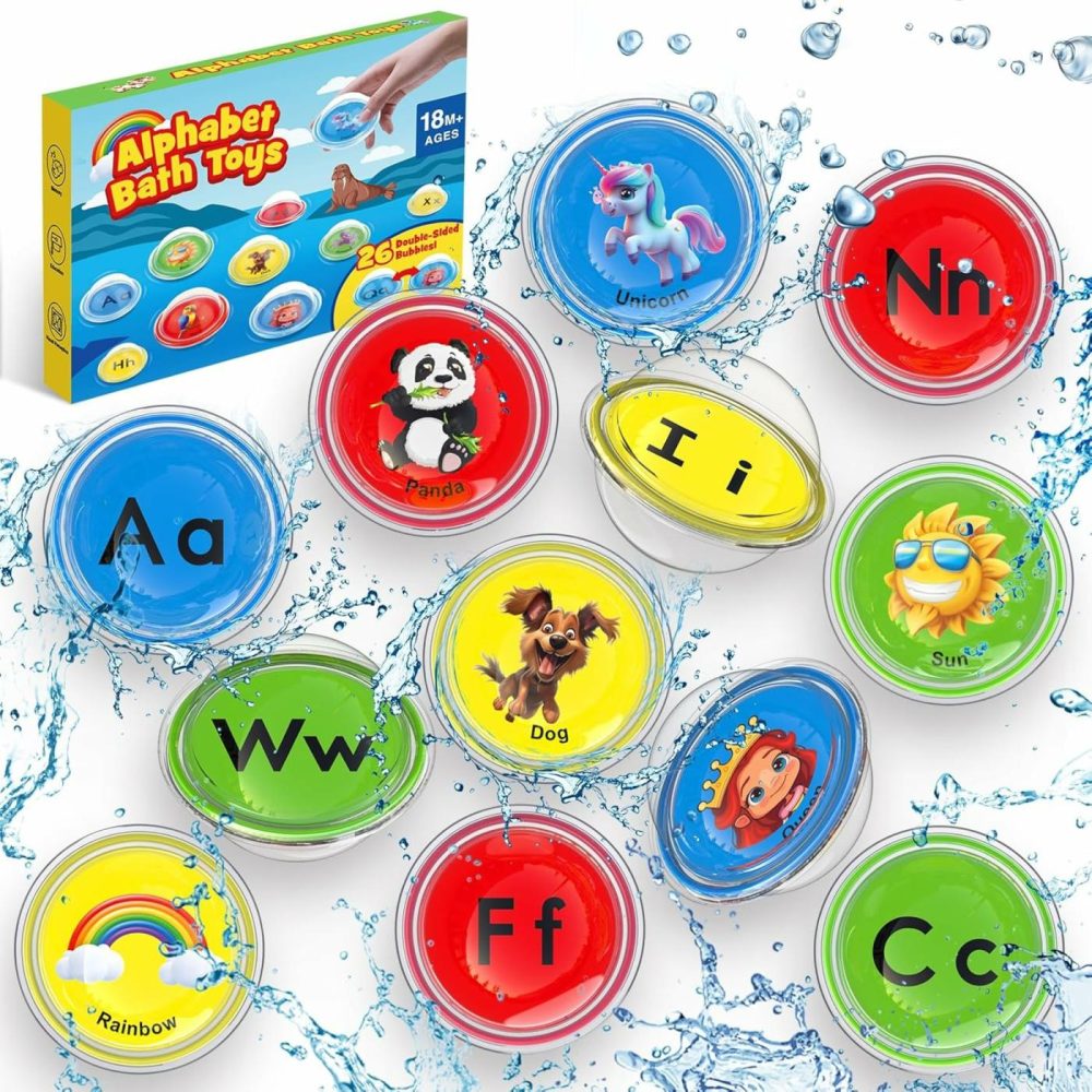 Bath Toys For Kids – 26 Pcs Float & Find Alphabet Bubbles Baby Pool Toys For Toddlers 1-3,Water Table Bathtub Kids Party Toy,Preschool Learning Toys Gifts For Boys Girls Age 1 2 3 4 5  |  Bath Toys All Toys Bath Toys