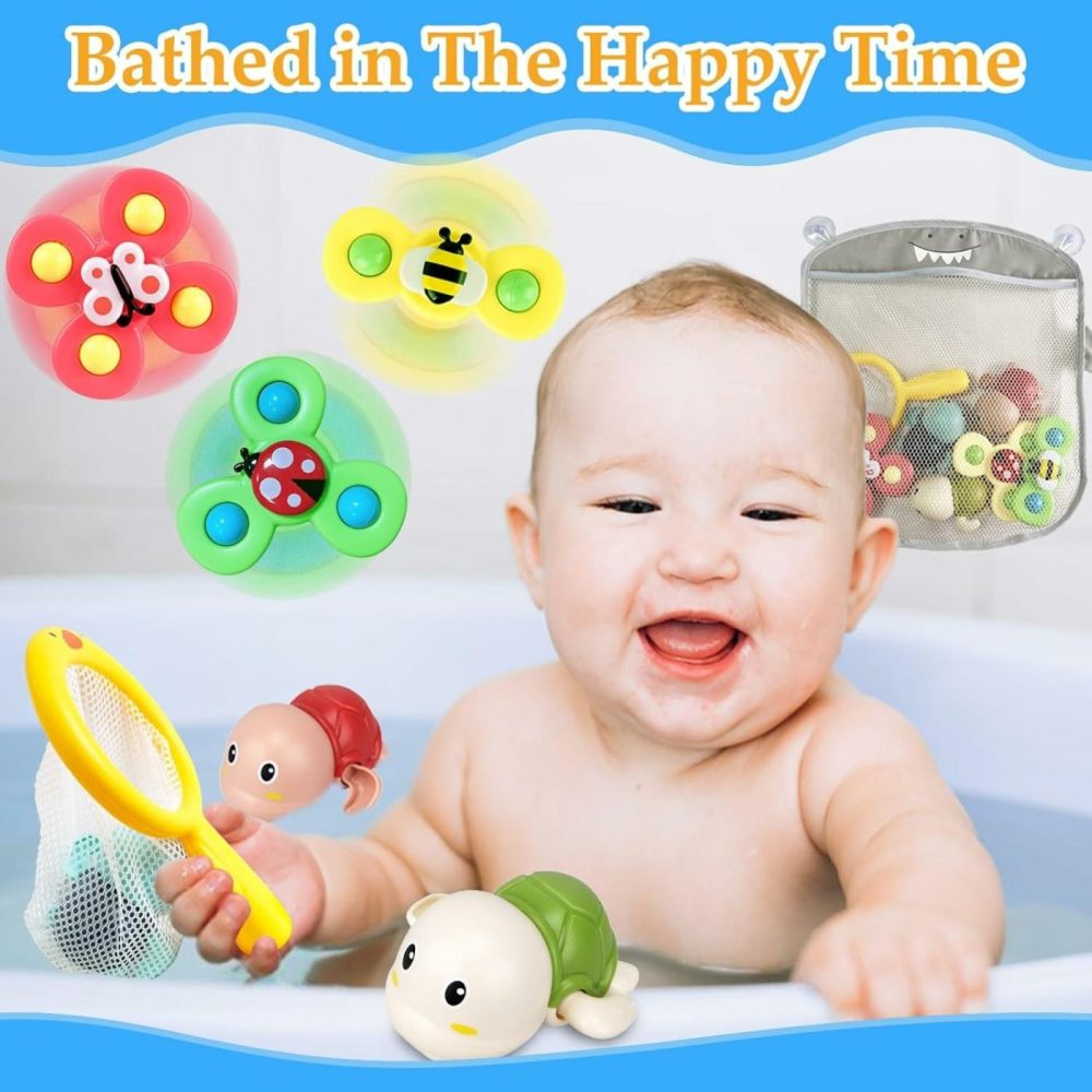 Bath Toys For Kids Ages 1-3 – Bathtub Toys For Infants Babier 6-12-18 Months – Suction Cup Fidget Spinner Toys For Toddlers Age 2-4 1 Year Old Girls Boys Birthday Gifts Baby Pool Water Shower Toys  |  Bath Toys All Toys Bath Toys