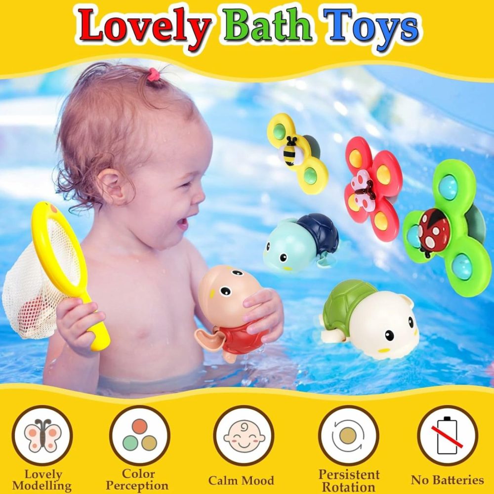 Bath Toys For Kids Ages 1-3 – Bathtub Toys For Infants Babier 6-12-18 Months – Suction Cup Fidget Spinner Toys For Toddlers Age 2-4 1 Year Old Girls Boys Birthday Gifts Baby Pool Water Shower Toys  |  Bath Toys All Toys Bath Toys