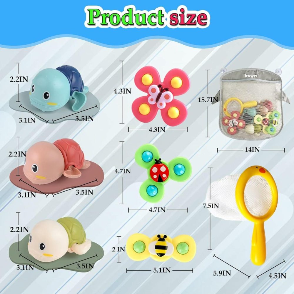 Bath Toys For Kids Ages 1-3 – Bathtub Toys For Infants Babier 6-12-18 Months – Suction Cup Fidget Spinner Toys For Toddlers Age 2-4 1 Year Old Girls Boys Birthday Gifts Baby Pool Water Shower Toys  |  Bath Toys All Toys Bath Toys