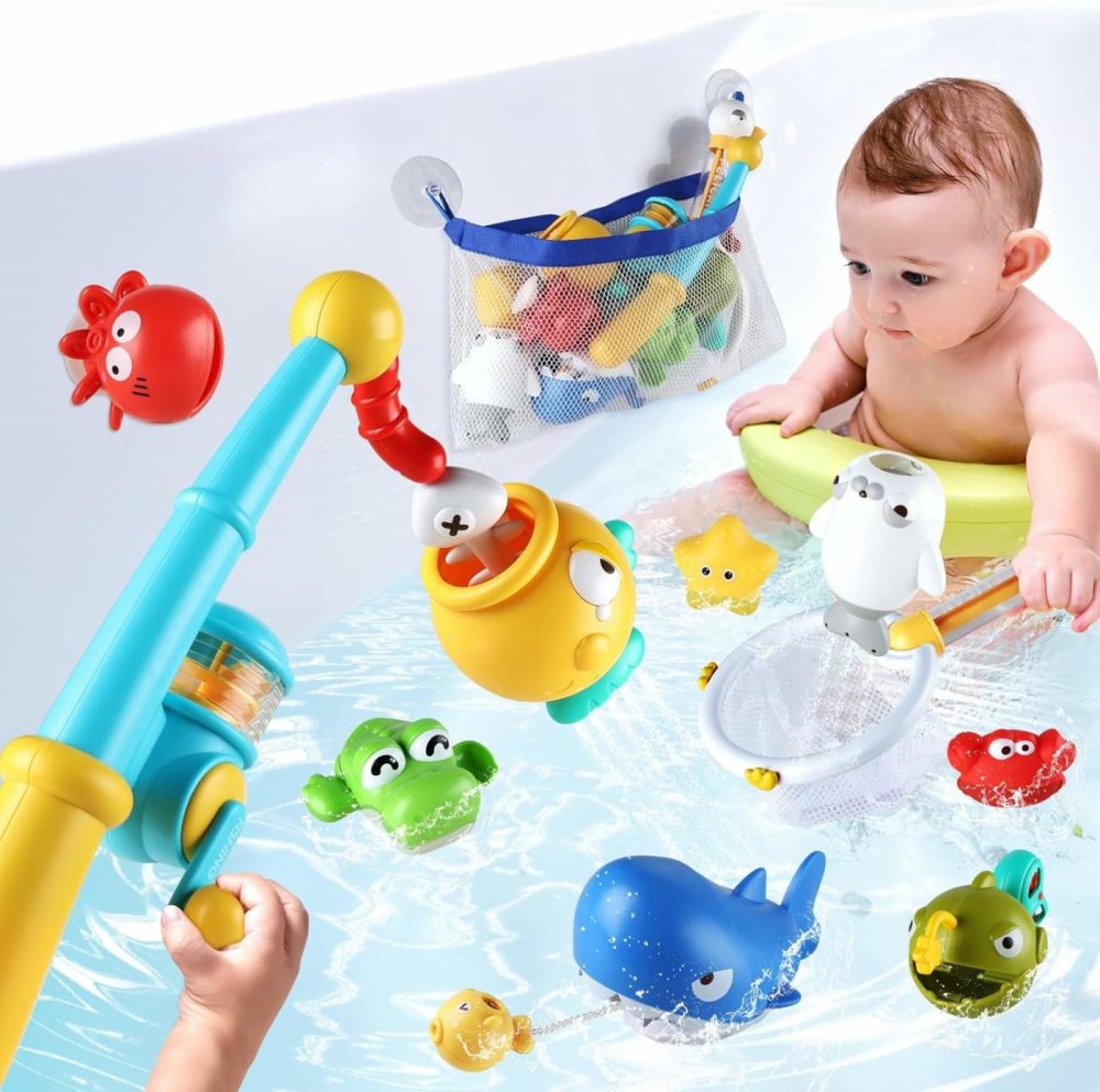 Bath Toys For Kids Ages 1-3  Magnetic Fishing Toys With Storage Bag And Light Up Star  Wind Up Creatures Baby Bathtub Birthday Gifts For Toddlers 2-4 Boys Girls  11 Pcs Set  |  Bath Toys All Toys Bath Toys