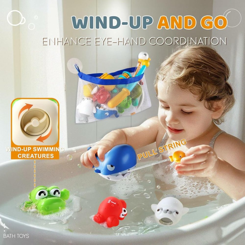 Bath Toys For Kids Ages 1-3  Magnetic Fishing Toys With Storage Bag And Light Up Star  Wind Up Creatures Baby Bathtub Birthday Gifts For Toddlers 2-4 Boys Girls  11 Pcs Set  |  Bath Toys All Toys Bath Toys