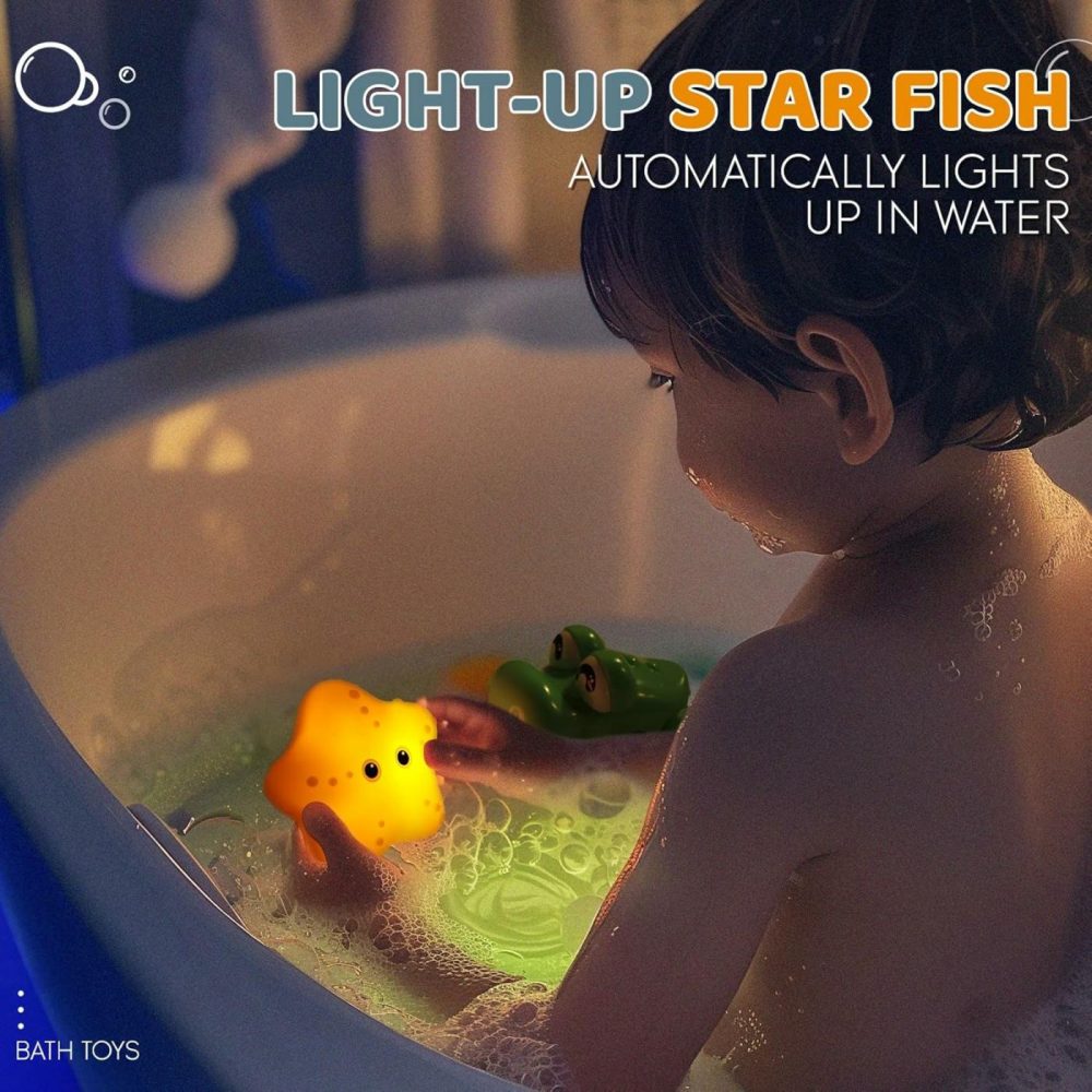 Bath Toys For Kids Ages 1-3  Magnetic Fishing Toys With Storage Bag And Light Up Star  Wind Up Creatures Baby Bathtub Birthday Gifts For Toddlers 2-4 Boys Girls  11 Pcs Set  |  Bath Toys All Toys Bath Toys