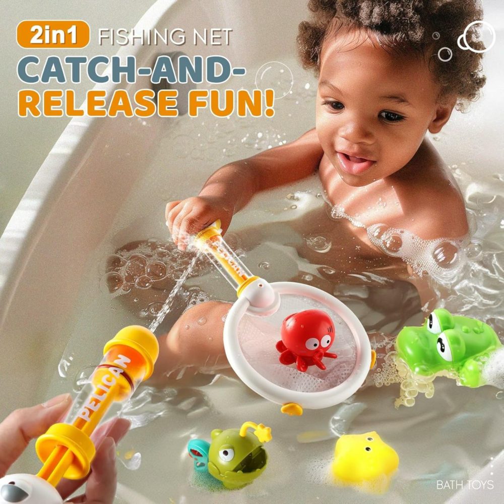 Bath Toys For Kids Ages 1-3  Magnetic Fishing Toys With Storage Bag And Light Up Star  Wind Up Creatures Baby Bathtub Birthday Gifts For Toddlers 2-4 Boys Girls  11 Pcs Set  |  Bath Toys All Toys Bath Toys