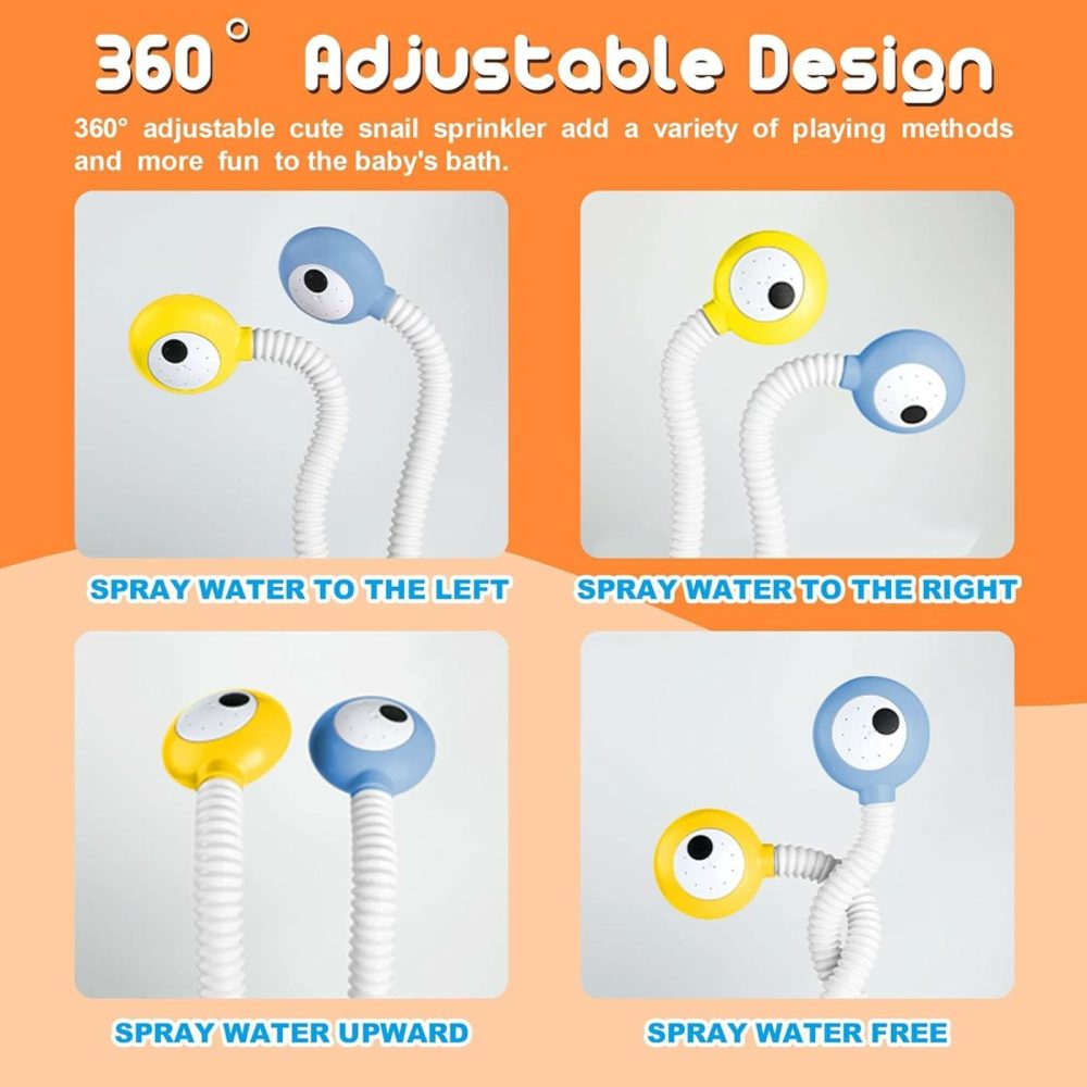 Bath Toys For Kids  Upgrade Automatic Snail Water Pump With 2 Bath Shower Head Toys  Kids Baby Water Toys Bathtub Toys For Toddler Child Gift For Boys & Girls  |  Bath Toys All Toys Bath Toys