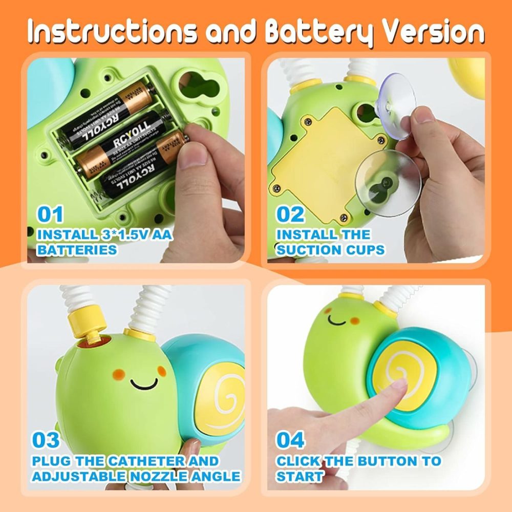 Bath Toys For Kids  Upgrade Automatic Snail Water Pump With 2 Bath Shower Head Toys  Kids Baby Water Toys Bathtub Toys For Toddler Child Gift For Boys & Girls  |  Bath Toys All Toys Bath Toys