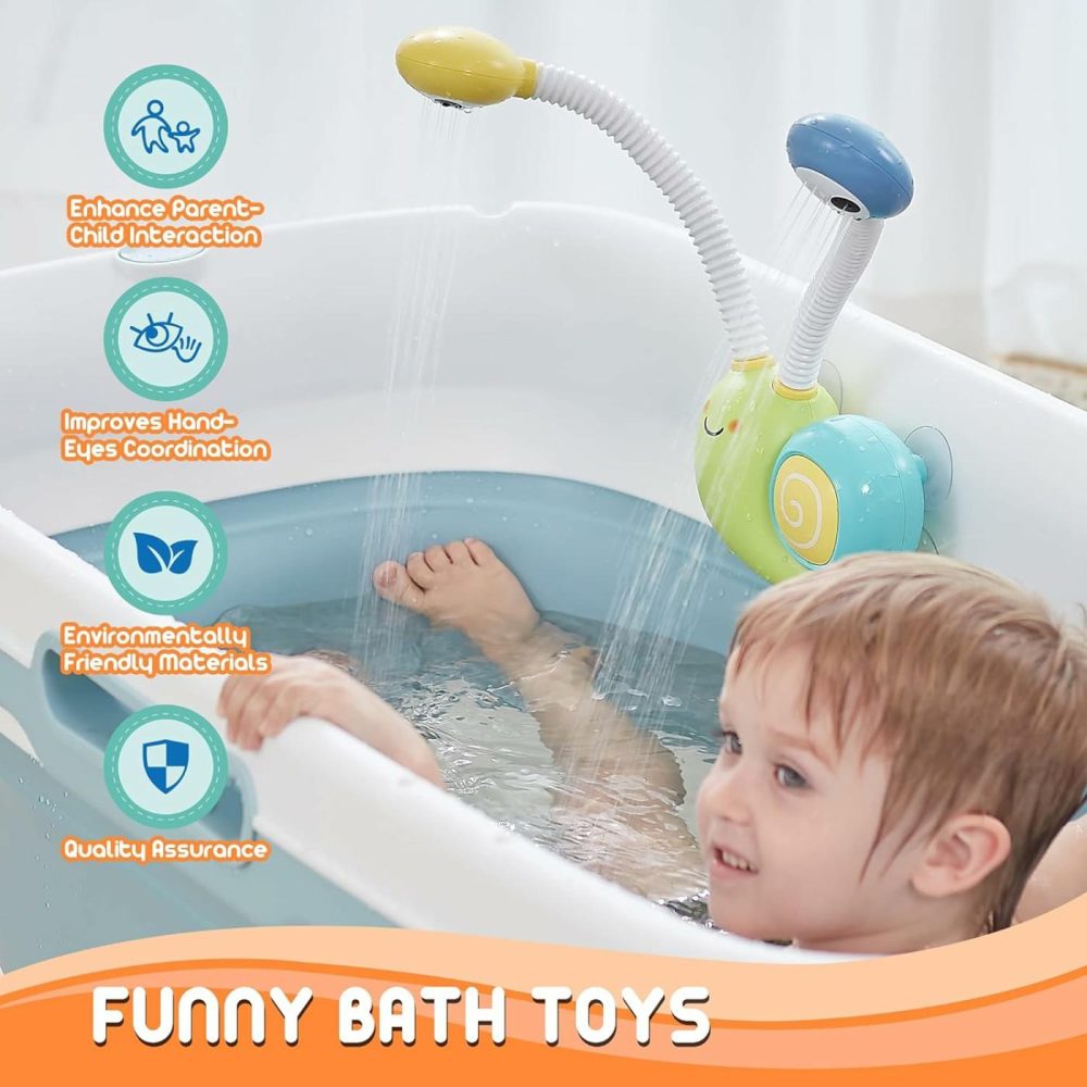 Bath Toys For Kids  Upgrade Automatic Snail Water Pump With 2 Bath Shower Head Toys  Kids Baby Water Toys Bathtub Toys For Toddler Child Gift For Boys & Girls  |  Bath Toys All Toys Bath Toys