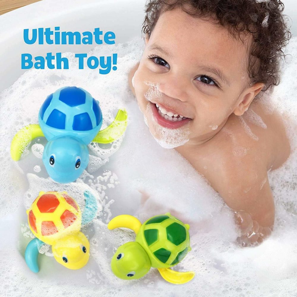 Bath Toys For Toddlers 1 2 3 4 5 Years Old,Pool Toys For Kids,Baby Funny Wind Up Swimming Turtle Bath Toy,Cute Floating Bathtub Water Toys,Gift For Preschool Child Boys Girls (3 Pcs)  |  Bath Toys All Toys Bath Toys