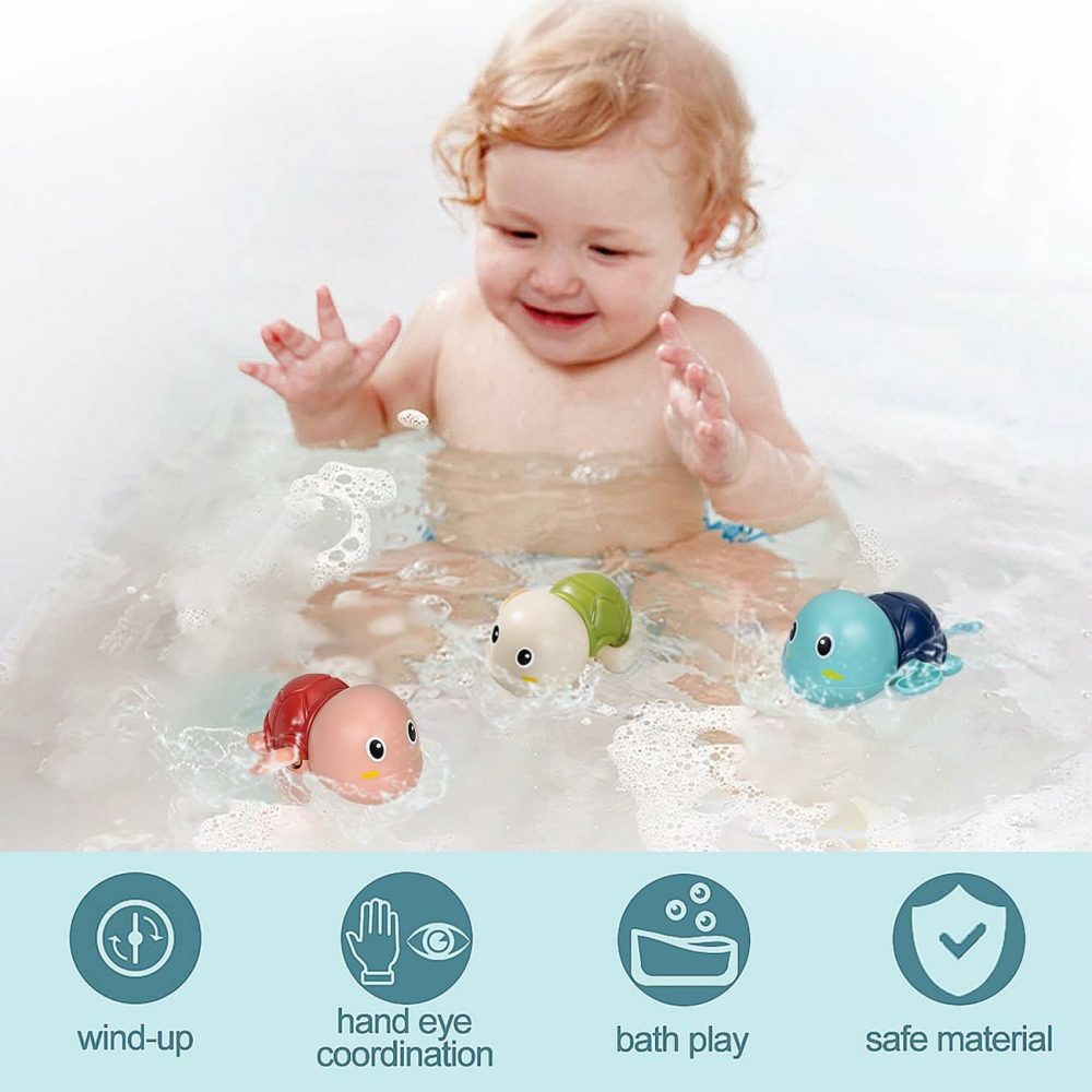 Bath Toys For Toddlers 1-3  Cute Swimming Turtle Bath Toys For 1 2 Year Old Boy Girl Gifts  Water Pool Toys For Baby Toddler Toys Age 1-4  Wind-Up Infant Bathtub Toys  3 Pack  |  Bath Toys All Toys Bath Toys