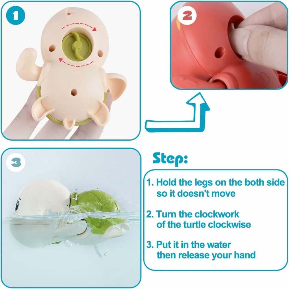 Bath Toys For Toddlers 1-3  Cute Swimming Turtle Bath Toys For 1 2 Year Old Boy Girl Gifts  Water Pool Toys For Baby Toddler Toys Age 1-4  Wind-Up Infant Bathtub Toys  3 Pack  |  Bath Toys All Toys Bath Toys