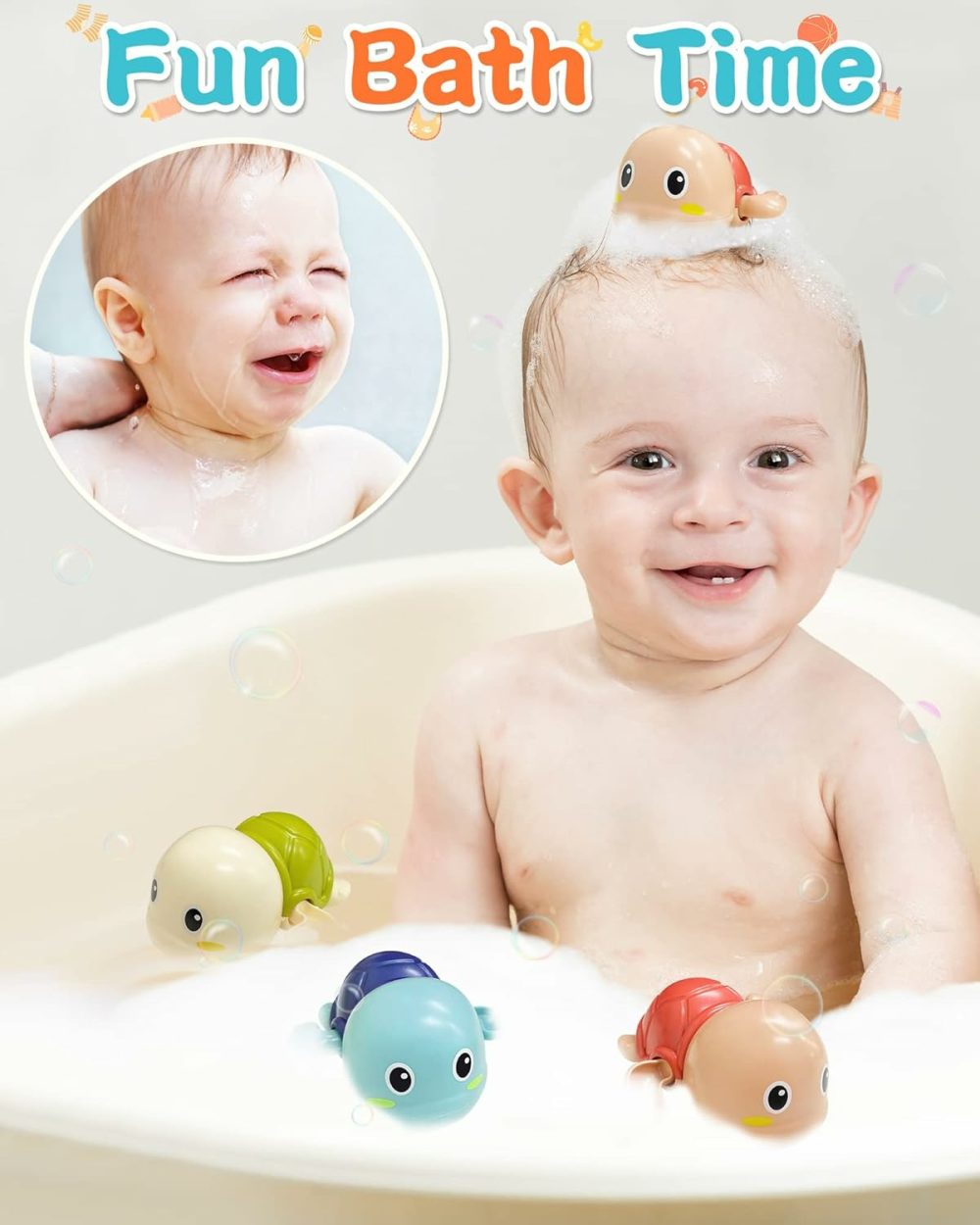 Bath Toys For Toddlers 1-3  Wind Up Bath Tub Toddler Toys Gifts For 1 2 3 4 Year Old Boys Girls  Baby Bathtub Pool Water Toys  Cute Floating Swim Turtles For Toddlers Age 1-2 2-4  |  Bath Toys All Toys Bath Toys