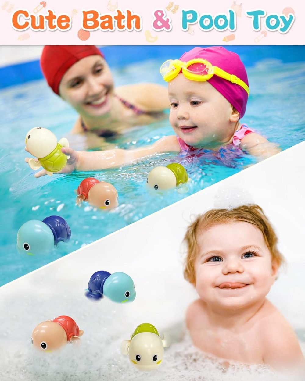 Bath Toys For Toddlers 1-3  Wind Up Bath Tub Toddler Toys Gifts For 1 2 3 4 Year Old Boys Girls  Baby Bathtub Pool Water Toys  Cute Floating Swim Turtles For Toddlers Age 1-2 2-4  |  Bath Toys All Toys Bath Toys