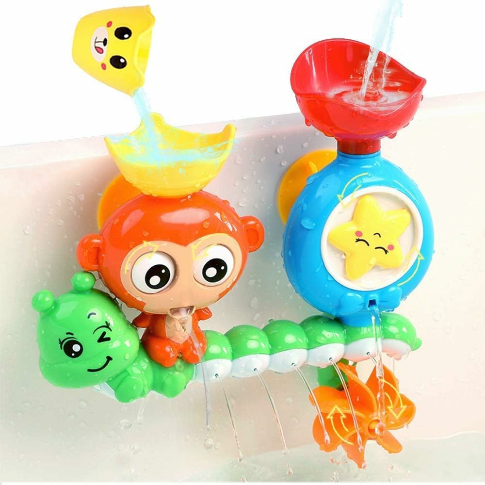 Bath Toys For Toddlers Age 1 2 3 Year Old Girl Boy  Preschool New Born Baby Bathtub Water Toys  Durable Interactive Multicolored Infant Toy  Lovely Monkey Caterpillar,2 Strong Suction Cups  |  Bath Toys All Toys Bath Toys