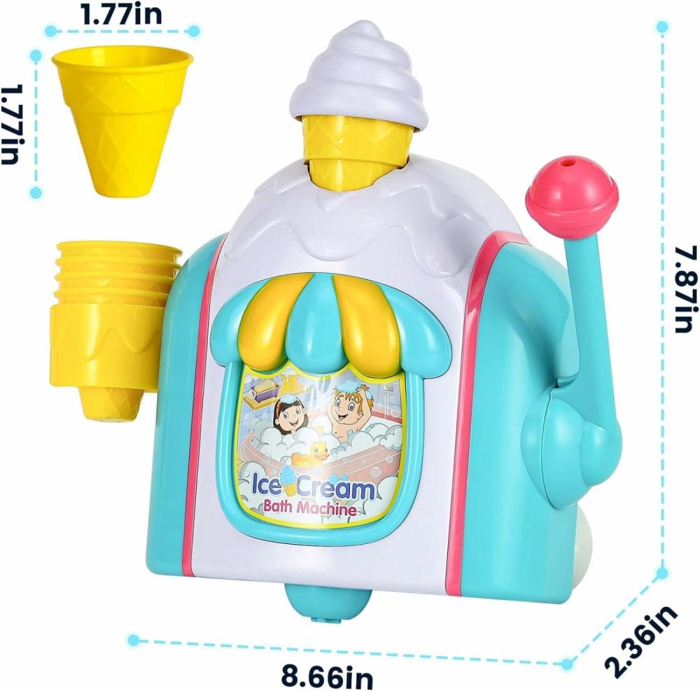 Bath Toys For Toddlers Ages 3-5,Ice Cream Foam Maker Bathtub Toy With Hooks Not Fall,Bathtub Bubble Machine Pretend Cake Play Set For Kids Boys Girls 3 4 5 Years Old  |  Bath Toys All Toys Bath Toys