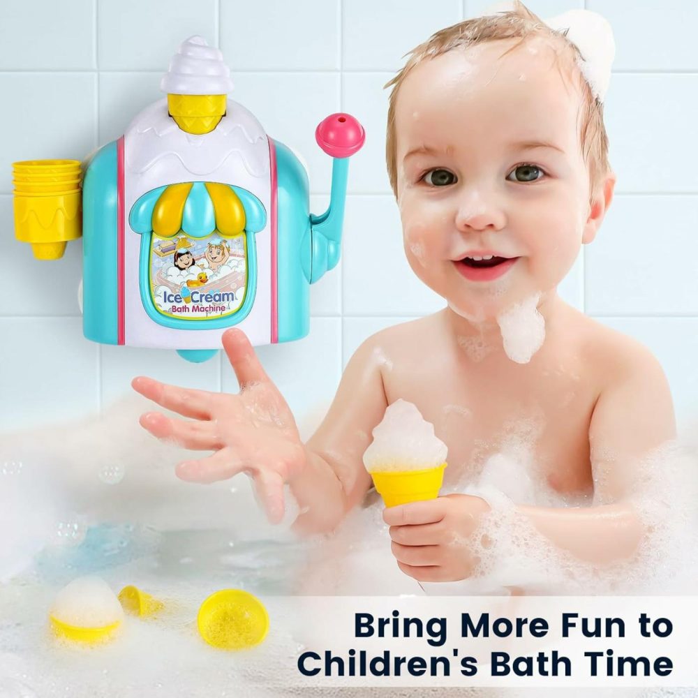 Bath Toys For Toddlers Ages 3-5,Ice Cream Foam Maker Bathtub Toy With Hooks Not Fall,Bathtub Bubble Machine Pretend Cake Play Set For Kids Boys Girls 3 4 5 Years Old  |  Bath Toys All Toys Bath Toys