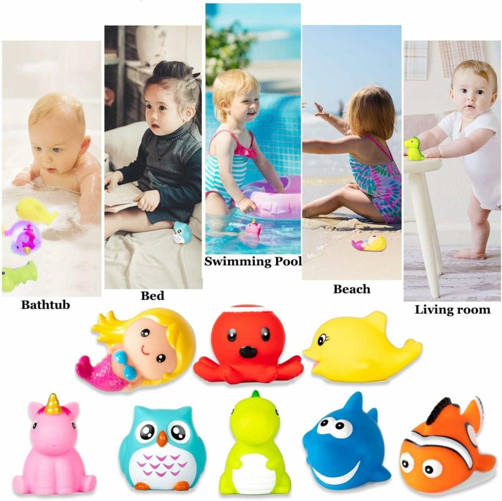 Bath Toys For Toddlers Baby 8 Pack Light Up Toys – Bathtub Toy Flashing Colourful Led Light Shower Bathtime For Kids Infants Shark  Clown Fish  Owl  Unicorn  Octopus  Dolphin  Dinosaur Mermaid  |  Bath Toys All Toys Bath Toys