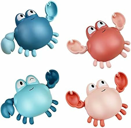 Bath Toys For Toddlers ,Cute Wind-Up Swimming Crab Baby Bathtub Toys For 1-3 Years Old 6 To 12 Months Boys Girls & Kids (Multi-Colors 4 Pcs)  |  Bath Toys All Toys Bath Toys