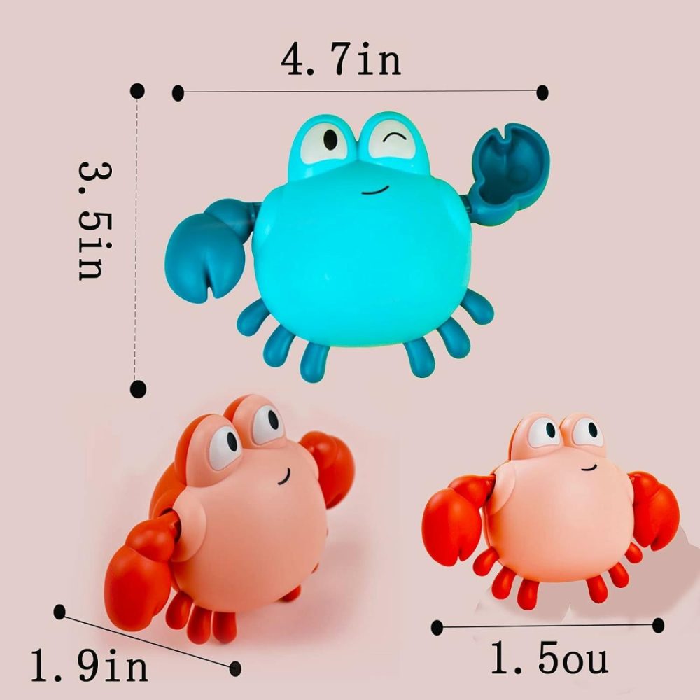 Bath Toys For Toddlers ,Cute Wind-Up Swimming Crab Baby Bathtub Toys For 1-3 Years Old 6 To 12 Months Boys Girls & Kids (Multi-Colors 4 Pcs)  |  Bath Toys All Toys Bath Toys