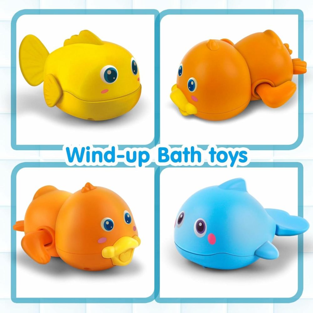 Bath Toys For Toddlers  Magnetic Fishing Games Kids Bathtub Toys  Mold Free Wind-Up Toys Swimming Fish Duck Whale Floating Water Toys For Kids Baby Infant  |  Bath Toys All Toys Bath Toys