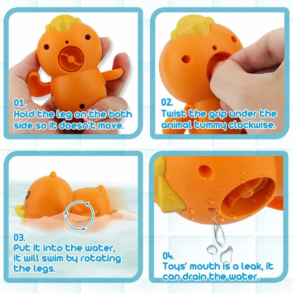 Bath Toys For Toddlers  Magnetic Fishing Games Kids Bathtub Toys  Mold Free Wind-Up Toys Swimming Fish Duck Whale Floating Water Toys For Kids Baby Infant  |  Bath Toys All Toys Bath Toys