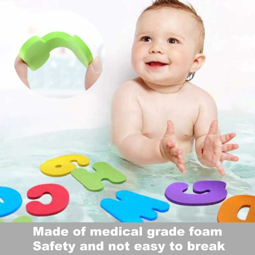 Bath Toys Organizer + 36 Soft Foam Abc 123 Letters & Numbers Bathroom Alphabet Baby Toys For Early Learning Foam Letters And Quick Dry Storage Net Bag  |  Bath Toys All Toys Bath Toys