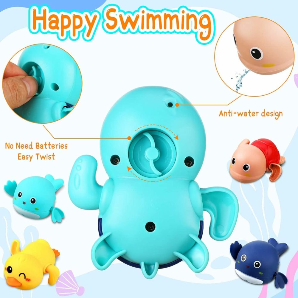 Bath Toys Sets Include 12 Pcs Wind Up Floating Toys With 2 Pcs Duck Shape Fishing Net  Swimming Pool Games Bathtub Shower Toy  Turtle Whale Duck Crab For Boys Girls Funny Gifts  |  Bath Toys All Toys Bath Toys