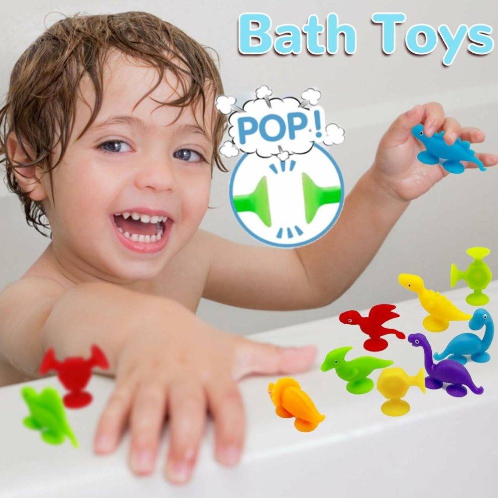 Bath Toys Suction Toys Sensory Toys For Kids Ages 3-7 Boys Girls Stress Release Toys Travel Toys Window Shower Bathtub Toy With Dinosaur Eggshell Storage (38 Pcs)  |  Bath Toys All Toys Bath Toys