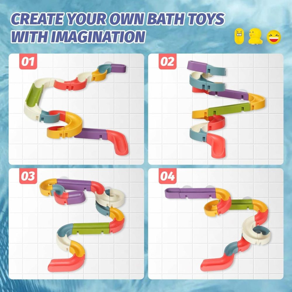 Bath Toys Water Ball Track For Kids For Wall Bathtub Toy Slide For Toddlers 3 4 5 6 Years 37 Pcs Diy Take Apart Set Shower Gift For Children  |  Bath Toys All Toys Bath Toys