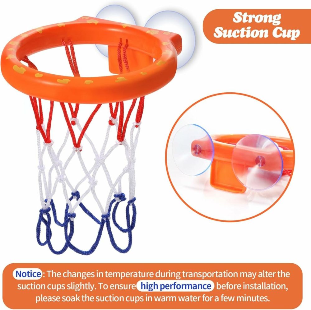 Bath Toys,Mold Free Bath Basketball Hoop For Kids Ages 1-3,Bathtub Basketball Hoop For Babies And Toddlers,Strong Suction Cup Basketball Hoop & 4 Soft Balls Set For Boys Girls,Tub Toys For Kids 4-8  |  Bath Toys All Toys Bath Toys