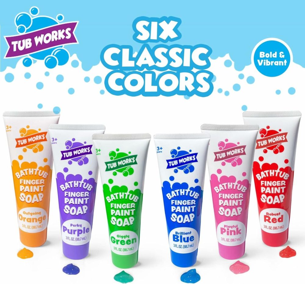 Bathtub Finger Paint Soap  Classic 6 Pack | Non-Toxic | Washable Bathtub Paint For Finger Painting On Tub Walls | Ideal Toddler Bath Toys For Creative Play | Easy To Clean  Fun Bath Paint  |  Bath Toys All Toys Bath Toys