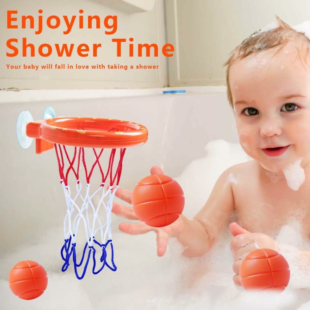 Bathtub Fun Basketball Hoop Balls Set Bathroom Shooting Game Toy For Toddler Kids Children Baby Bath Tub  |  Bath Toys All Toys Bath Toys