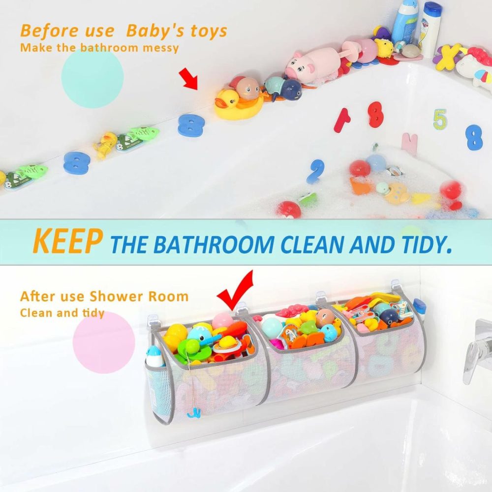 Bathtub Toy Holder，Prevent Spots，Bath Toy Storage Bath Toys For Kids Ages 4-8 30“X8.7”Mesh Bath Toy Holder，Let Baby Bath Toys Quick Drying…  |  Bath Toys All Toys Bath Toys