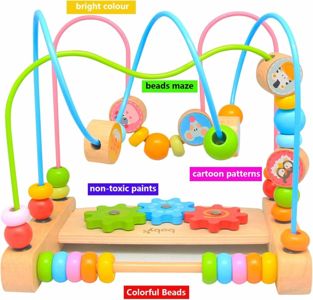 Bead Maze For Babies 6-12 Months,Wooden Educational Abacus Beads Circle Toddler Toys – Colorful Roller Coaster Activity Game,Great Gift For Babies Toddlers Girls And Boys  |  Bead Mazes All Toys Bead Mazes