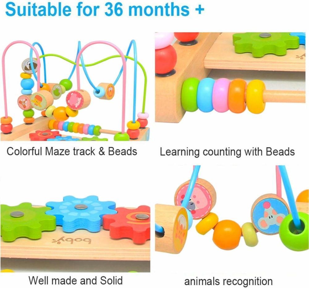 Bead Maze For Babies 6-12 Months,Wooden Educational Abacus Beads Circle Toddler Toys – Colorful Roller Coaster Activity Game,Great Gift For Babies Toddlers Girls And Boys  |  Bead Mazes All Toys Bead Mazes