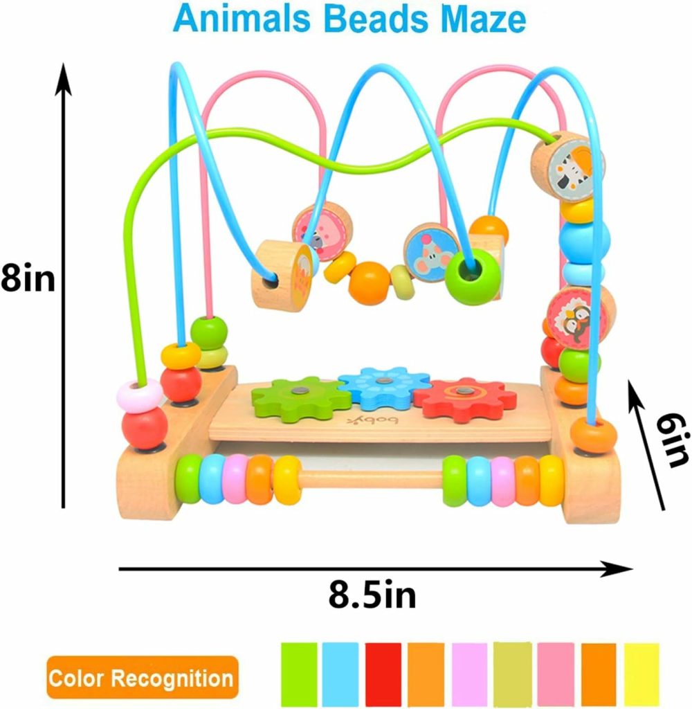 Bead Maze For Babies 6-12 Months,Wooden Educational Abacus Beads Circle Toddler Toys – Colorful Roller Coaster Activity Game,Great Gift For Babies Toddlers Girls And Boys  |  Bead Mazes All Toys Bead Mazes