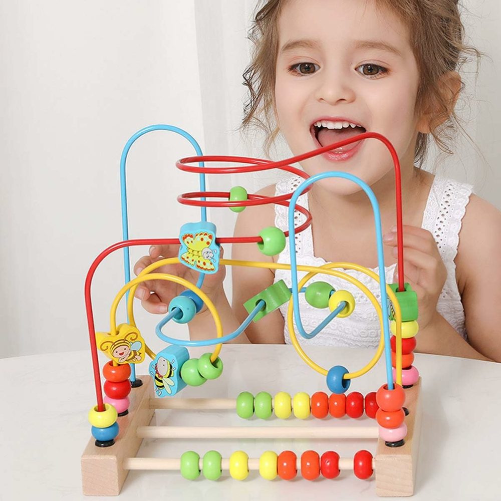 Bead Maze Toy For 1 2 3 Year Old Kids  Wooden Colorful Roller Coaster Circle Toys  Early Educational Toys For Toddlers  First Birthday Gifts For Boys Girls  |  Bead Mazes All Toys Bead Mazes