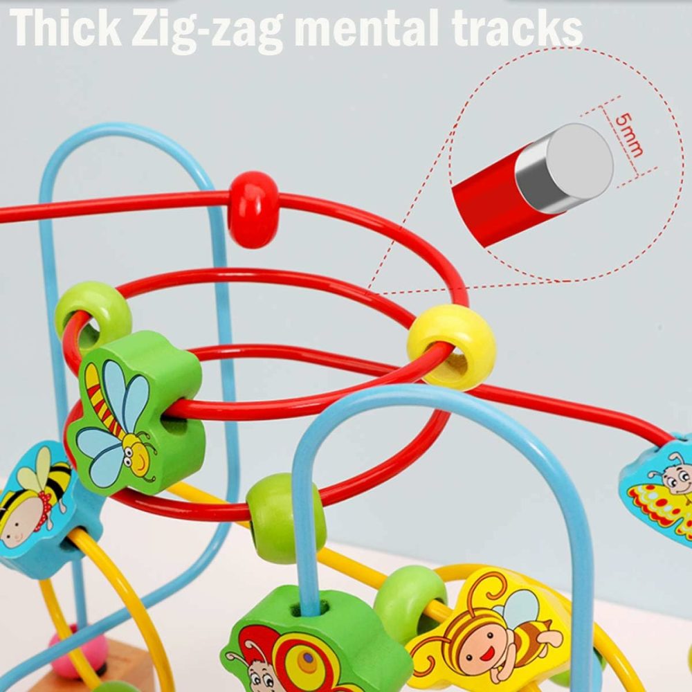 Bead Maze Toy For 1 2 3 Year Old Kids  Wooden Colorful Roller Coaster Circle Toys  Early Educational Toys For Toddlers  First Birthday Gifts For Boys Girls  |  Bead Mazes All Toys Bead Mazes