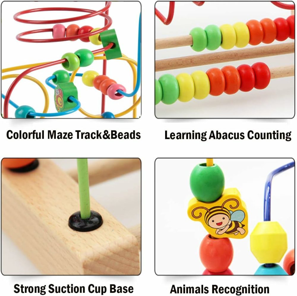 Bead Maze Toy For 1 2 3 Year Old Kids  Wooden Colorful Roller Coaster Circle Toys  Early Educational Toys For Toddlers  First Birthday Gifts For Boys Girls  |  Bead Mazes All Toys Bead Mazes