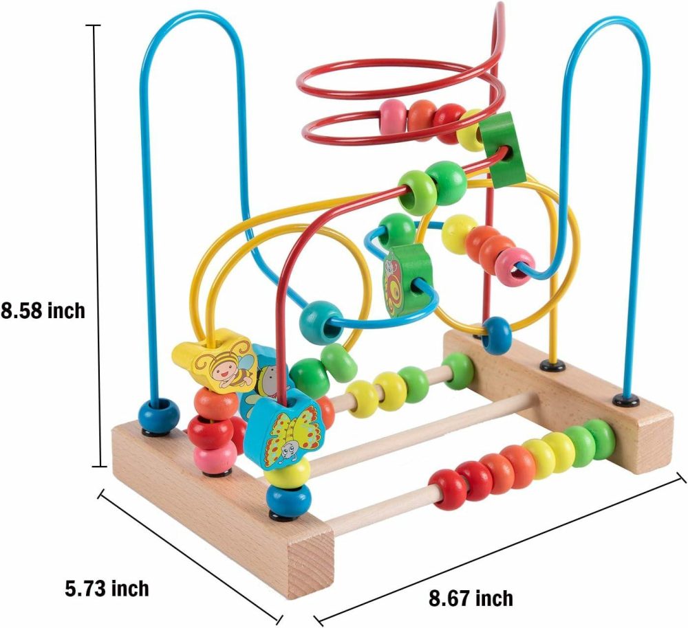 Bead Maze Toy For 1 2 3 Year Old Kids  Wooden Colorful Roller Coaster Circle Toys  Early Educational Toys For Toddlers  First Birthday Gifts For Boys Girls  |  Bead Mazes All Toys Bead Mazes